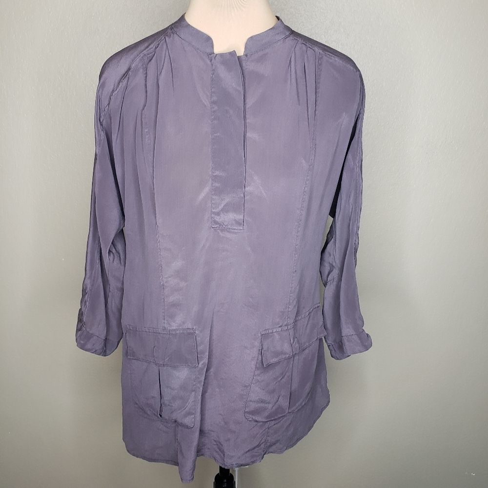COPY - 22. 100% SILK Anthropologie edmé & esyllte Tunic Top Gray Purple Medium